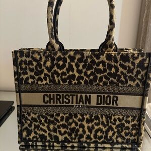 Christian Dior leopard medium tote